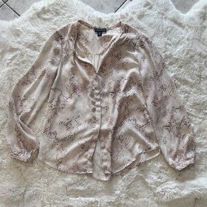 Cynthia Rowley Cream and Brown Patterned Blouse